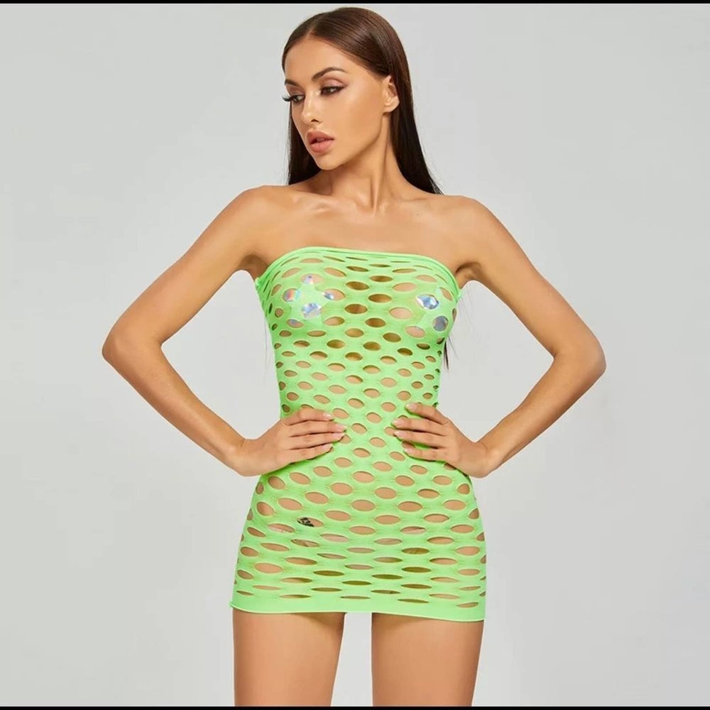 Sexy Mesh Fishnet Stocking - OS -Bright Green - Picture 1 of 8
